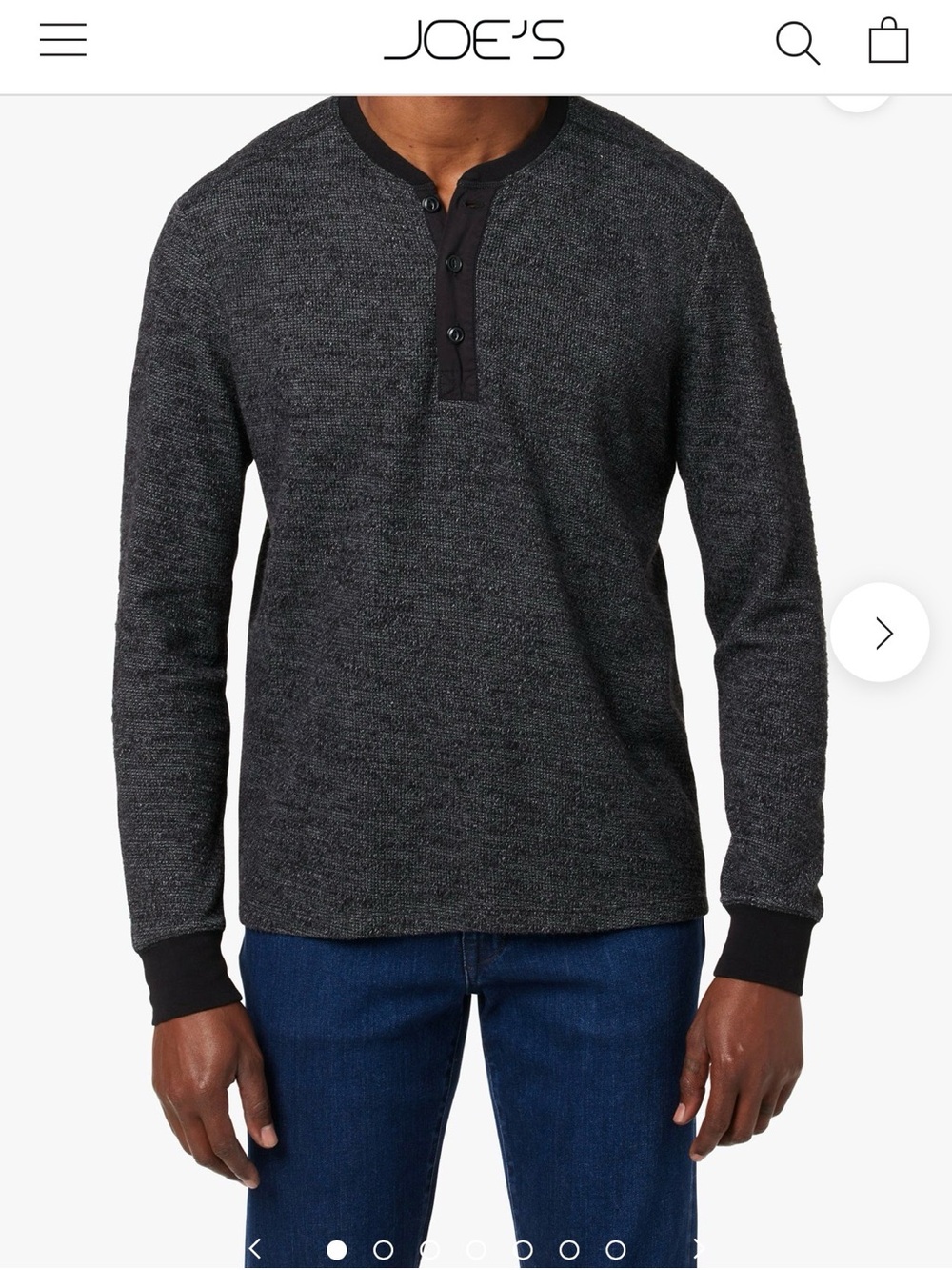 Joe's Jeans Charcoal Black Heather Henley Knit